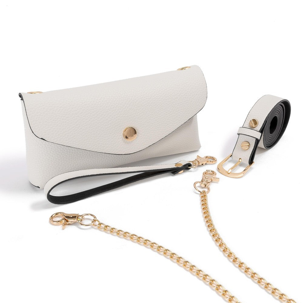 WHITE CROSSBODY BAG WITH GOLD CHAIN