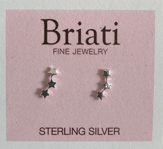 Sliver Triple Star Earring