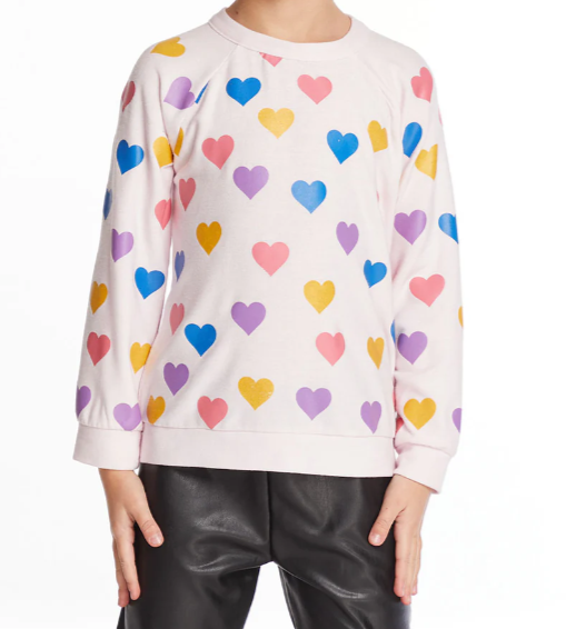 Shiny Hearts Knit Raglan Pullover