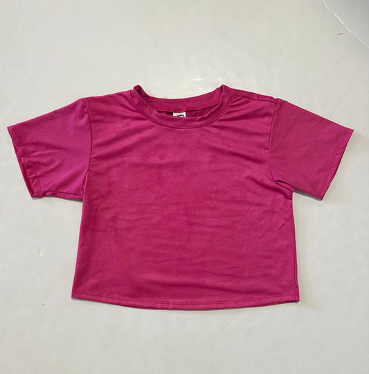 Magenta Suede Boxy Tee