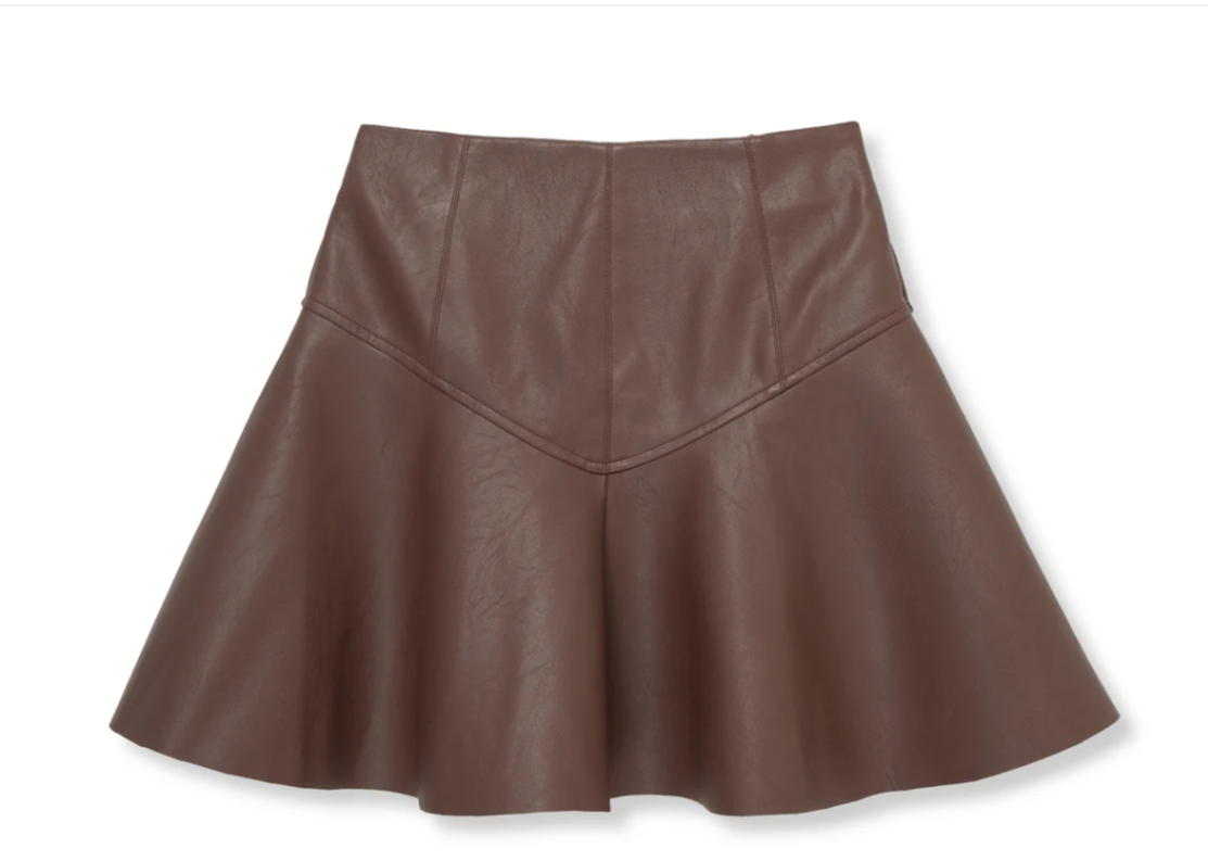 Brown Pleather Skirt