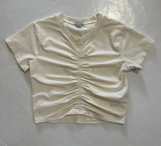 Off White Gathered Knit Top