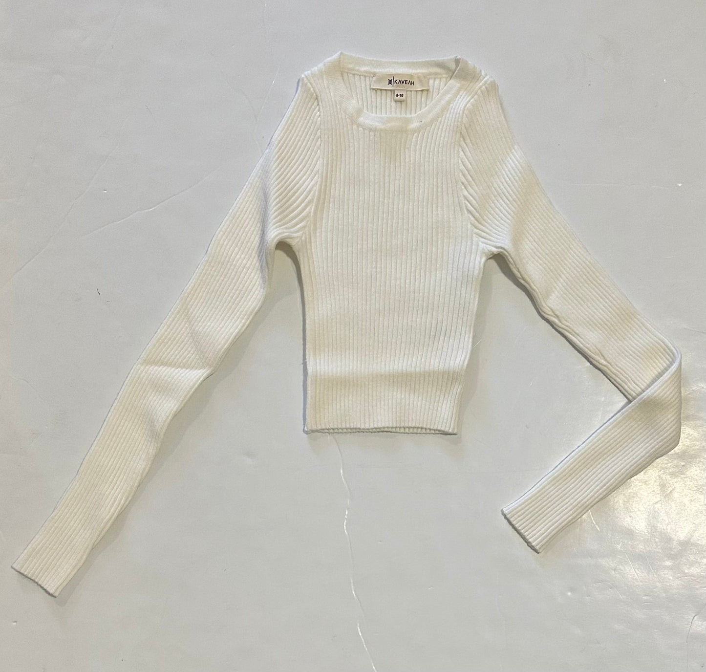 Ecru Variegated Rib L/S Crop