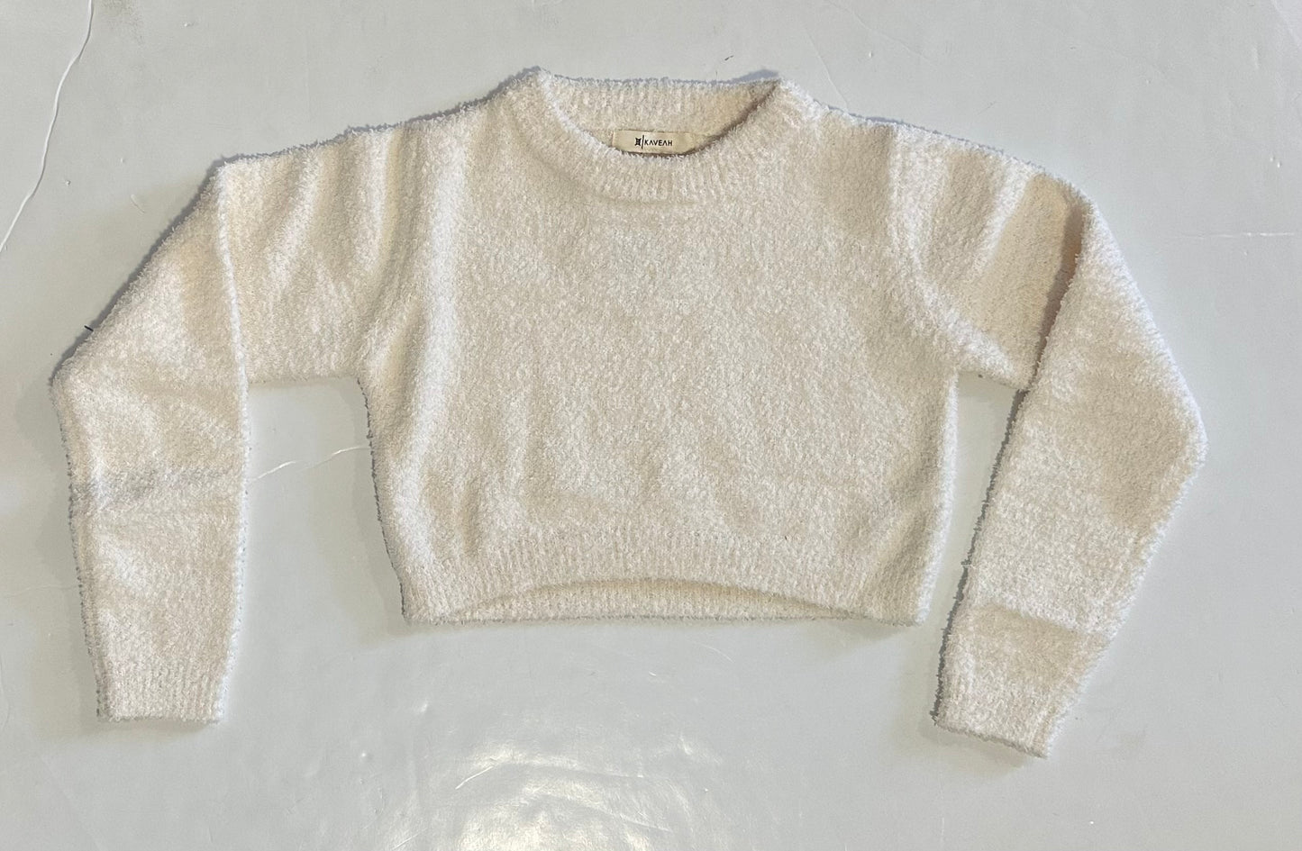 Ecru Crop Sherpa Plush Long Sleeve