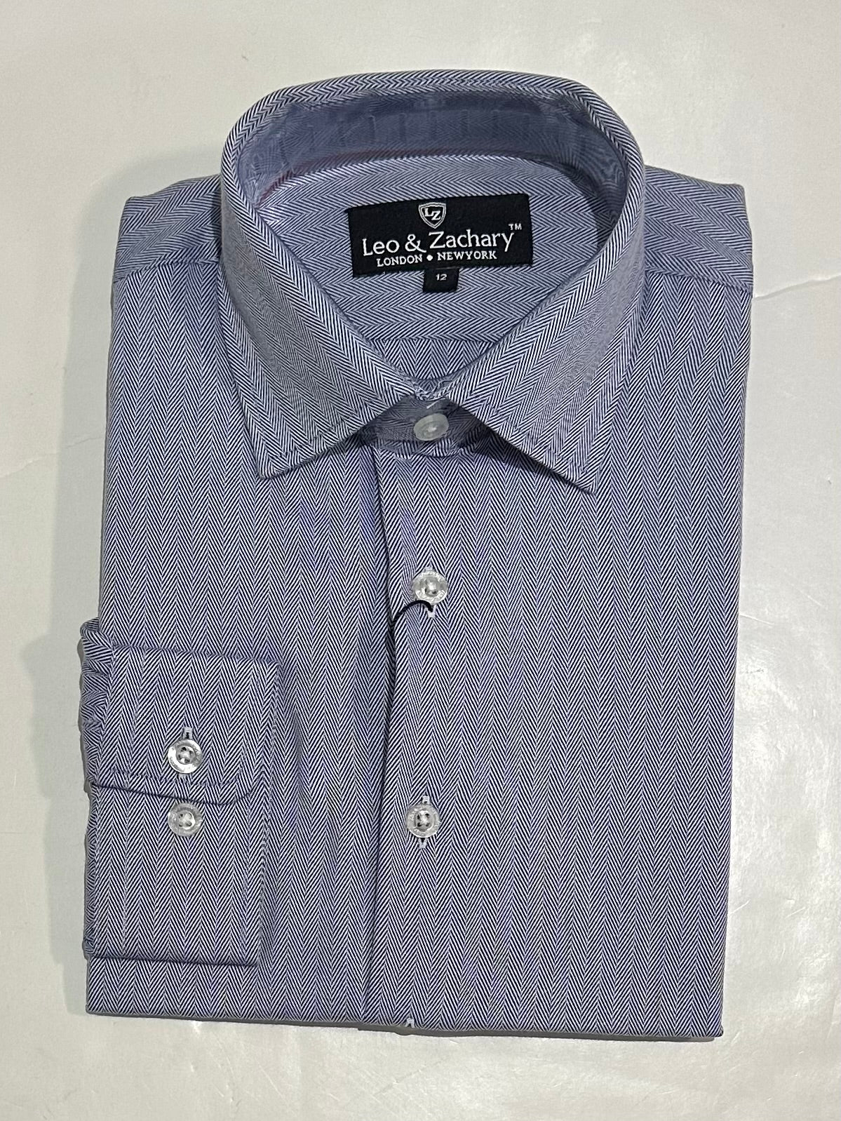 Herringbone Blue Dress Shirt