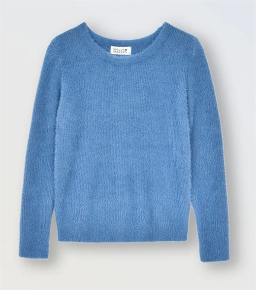 Denim Blue Round Neck Sweater