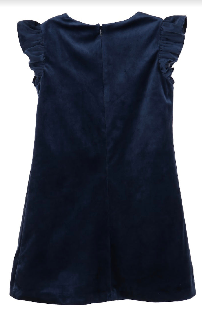 Navy Deluxe Velvet Shift Dress