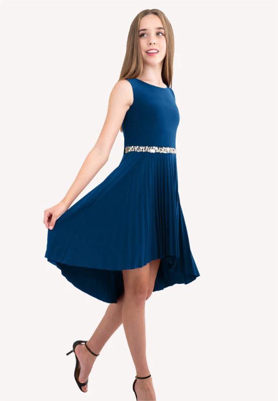 Teel Hi Low Pleated Dress w/Belt