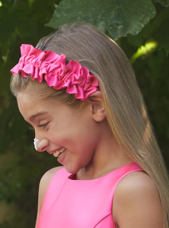 Fuchsia Ruffled Crepe Headband