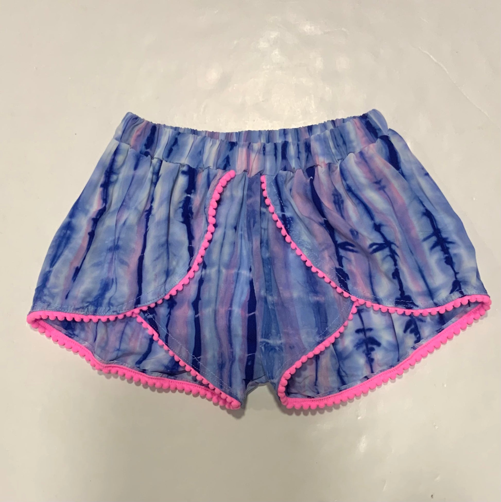 Cross Front Shorts Pink & Blue Tie Dye