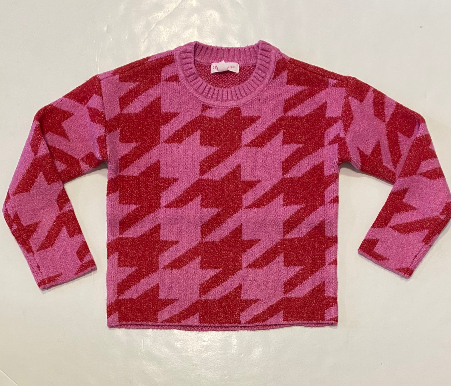 Pink & Ruby Houndstooth Sweater