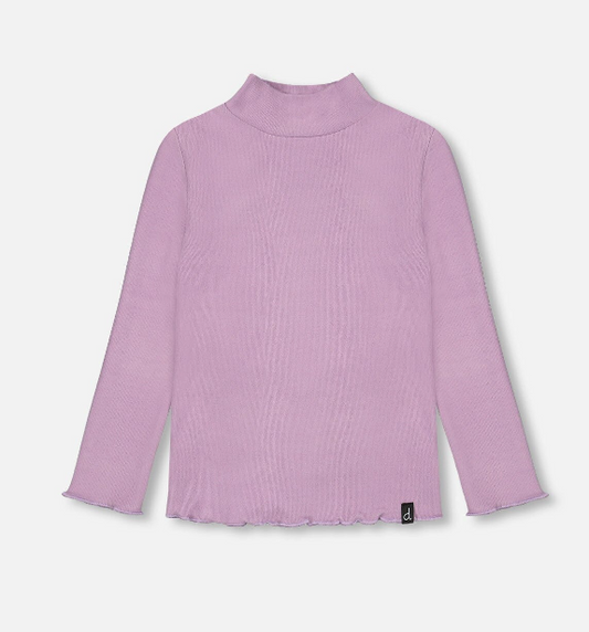 Lilac Rib Mock Neck L/S