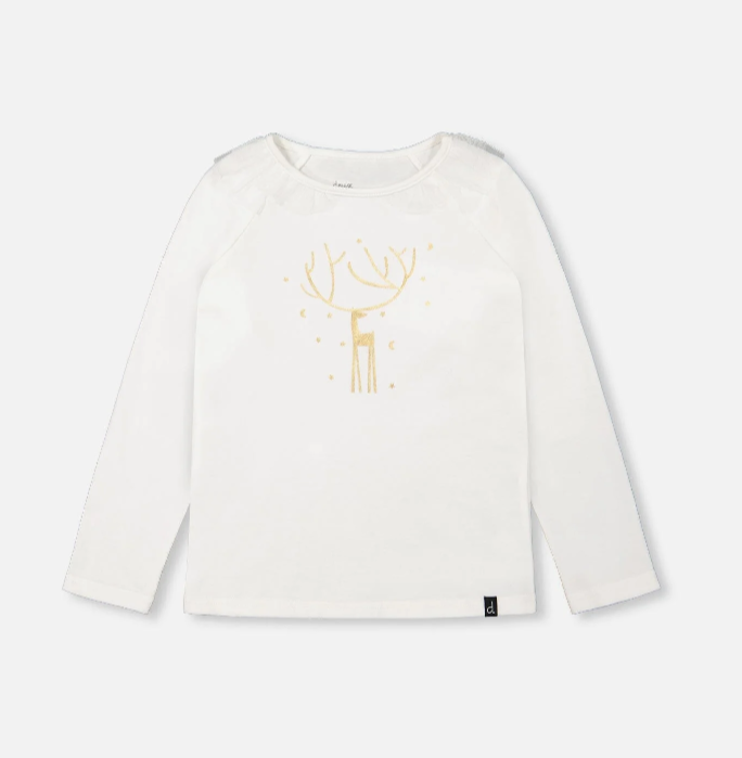 Off White Deer Print Top