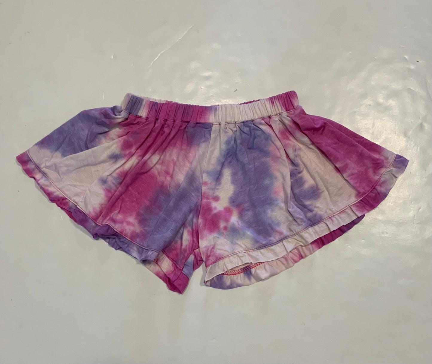 Pink Tie Dye Ruffle Shorts