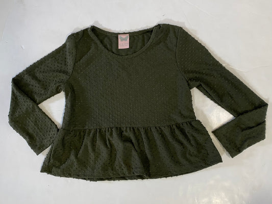 Olive Peplum Long Sleeve Top