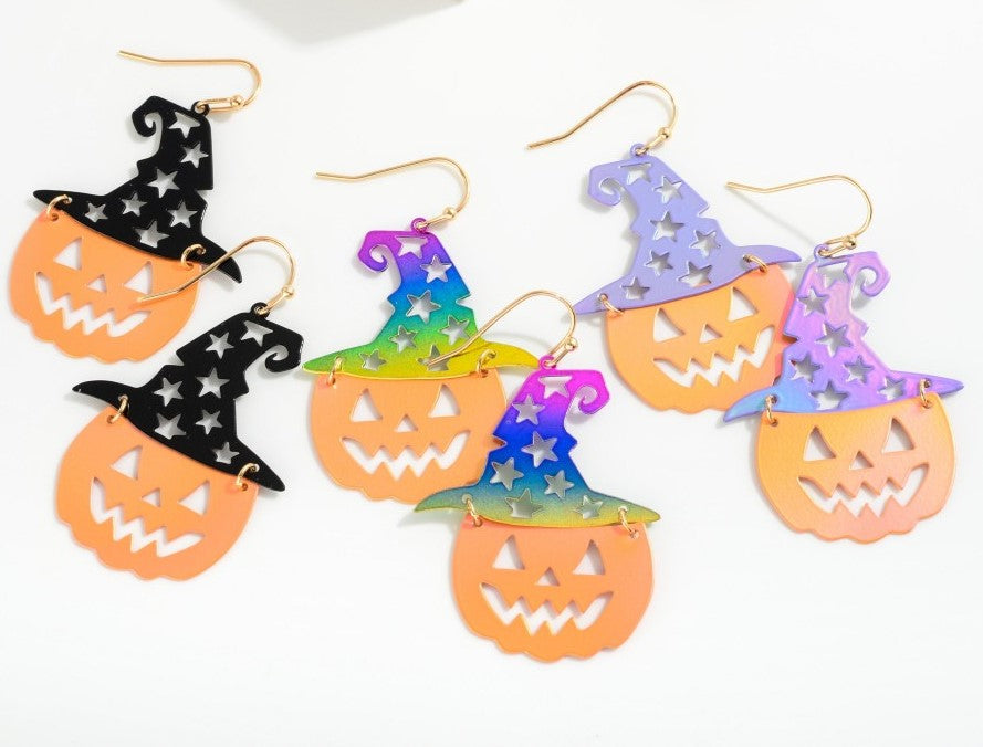 Pumpkin With Hat Drop Earrings