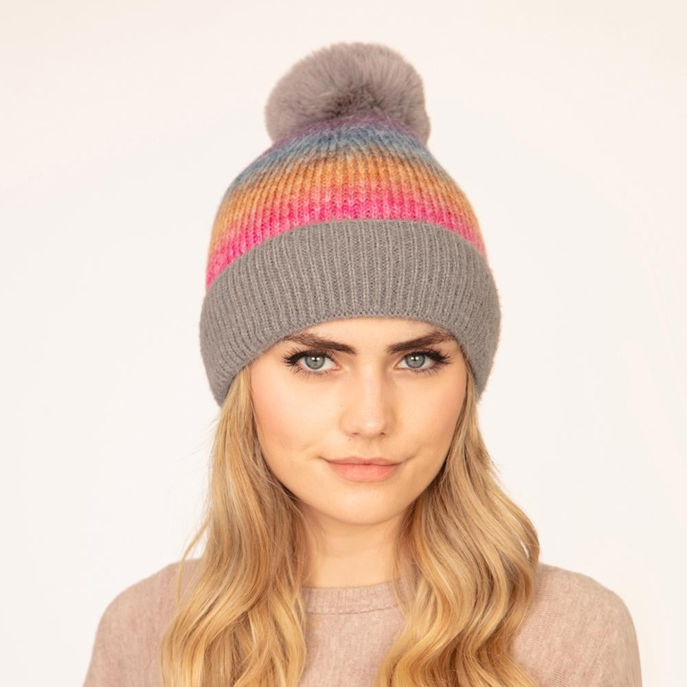 Grey Multi Color Beanie