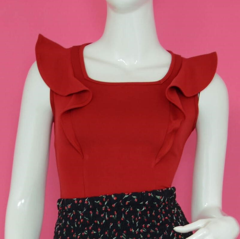 Red Ruffle Top