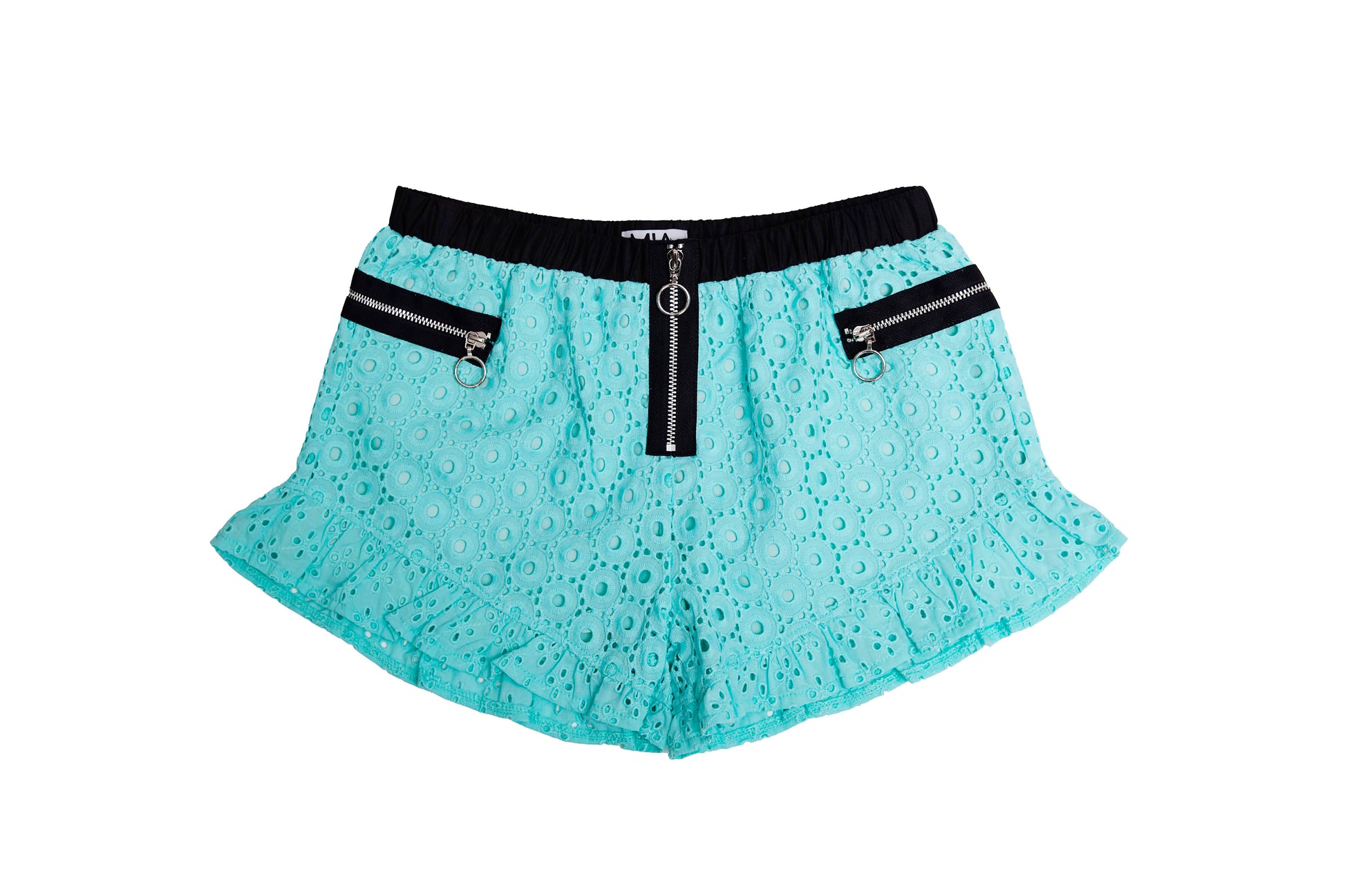 Aqua Zipper Shorts