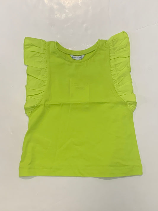 Lime Ruffle Sleeve Top