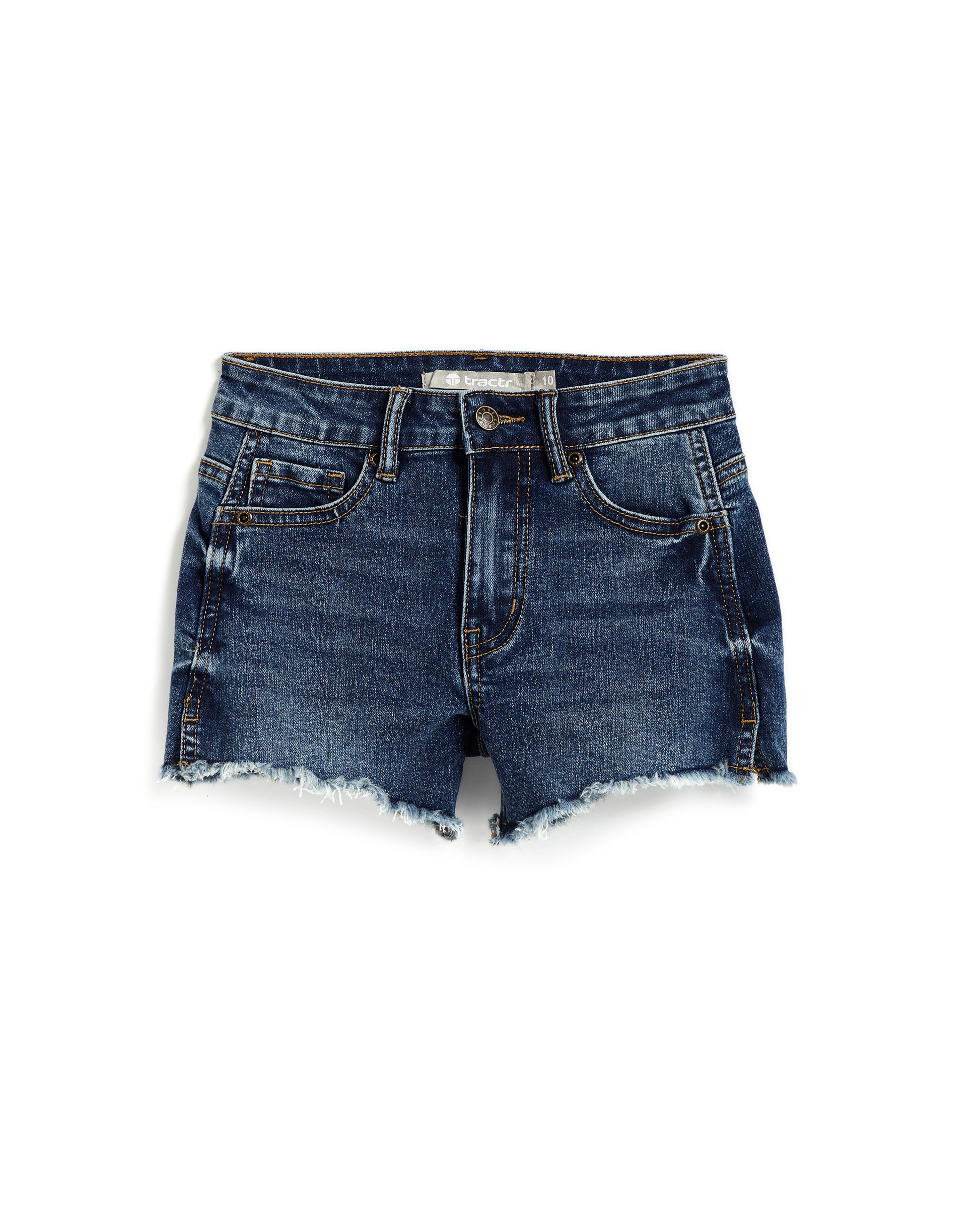 Indigo Side Slit Fray Shorts